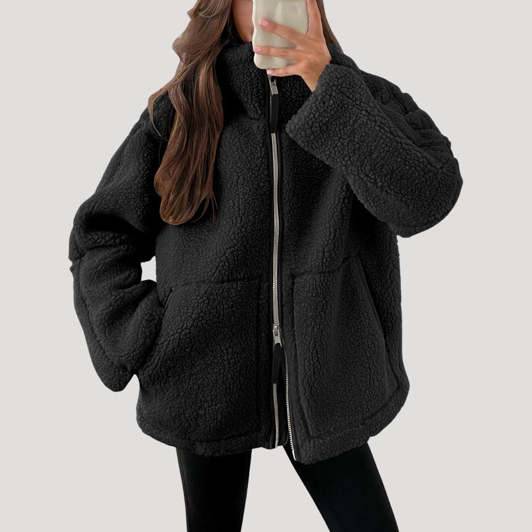 Damen Fleece Teddyjacke | Weich, Flauschig und Warm für Wintertage