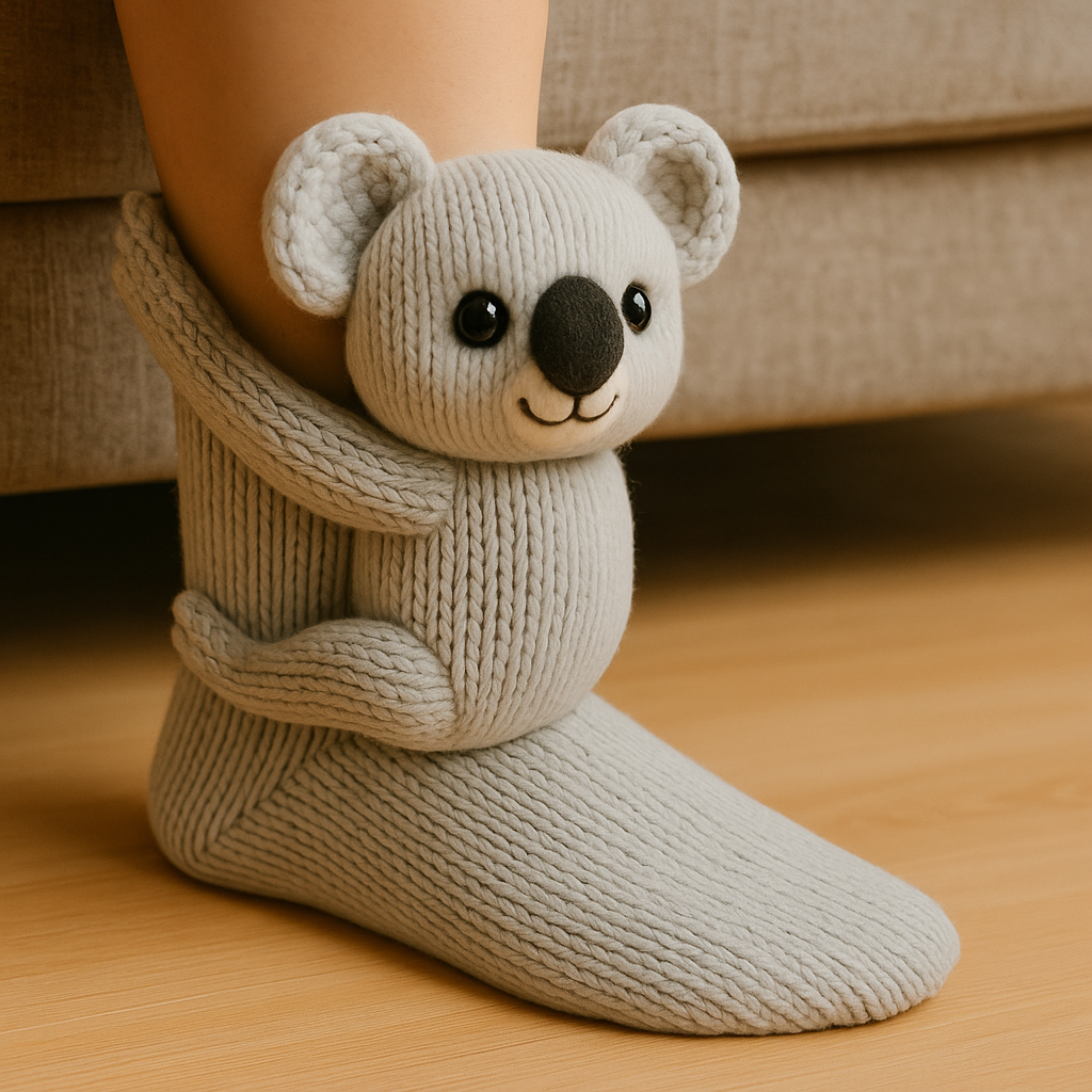 Haus-Socken Warm Anti-Rutsch Tiermotiv Plüsch Mikrofaser Socken