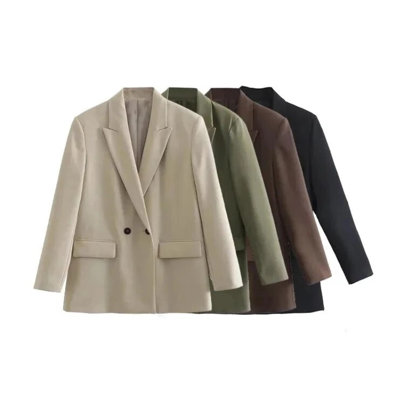 Damen Oversized Blazer Mantel | Longline Schnitt mit Doppelreiher-Design