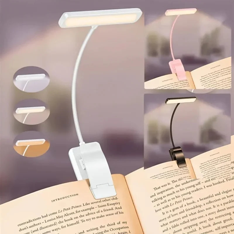 Leselampe FlexiRead | USB Wiederaufladbar | 3 Lichtfarben & Dimmbar | Clip & Flexarm