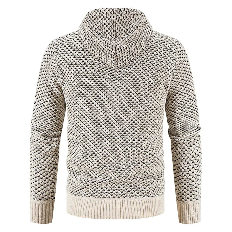 Herren Strickjacke – Fleecegefütterte Winterjacke mit Reißverschluss