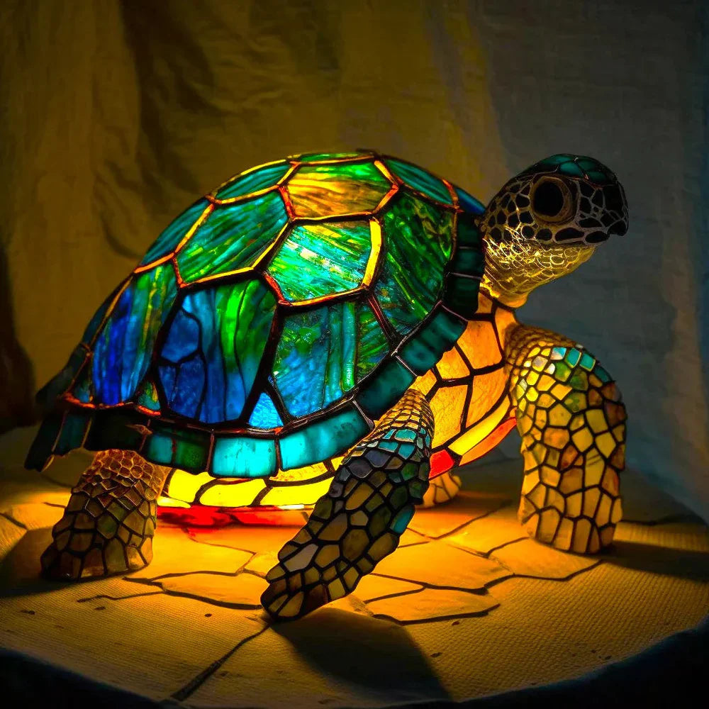 Tischlampe Buntglas Motivlampe Dekoratives Licht Kunst Tierdesign
