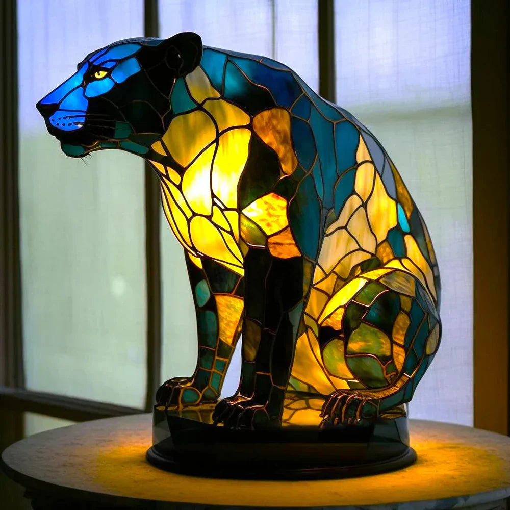 Tischlampe Buntglas Motivlampe Dekoratives Licht Kunst Tierdesign
