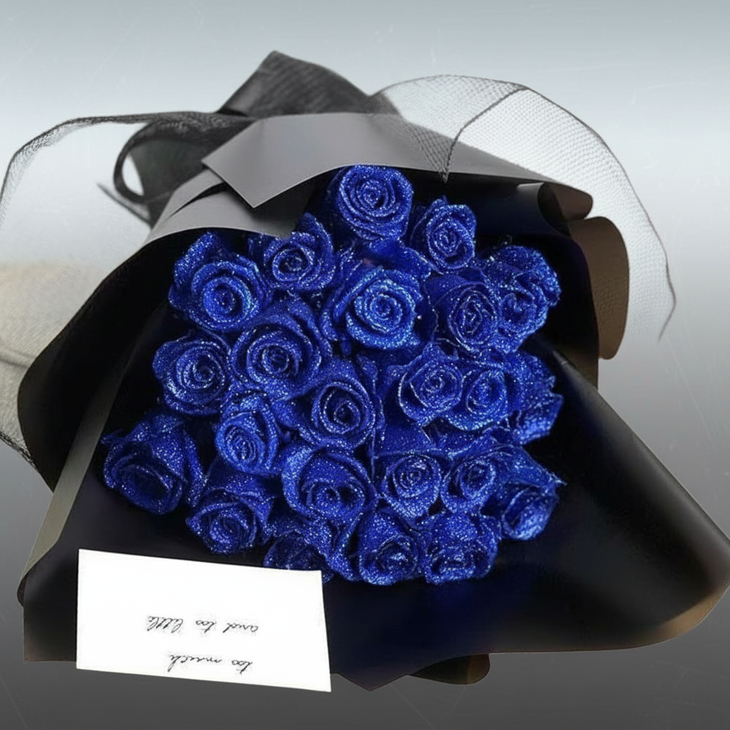 Rosa Glitzerrose Geschenkbox – Symbol ewiger Liebe