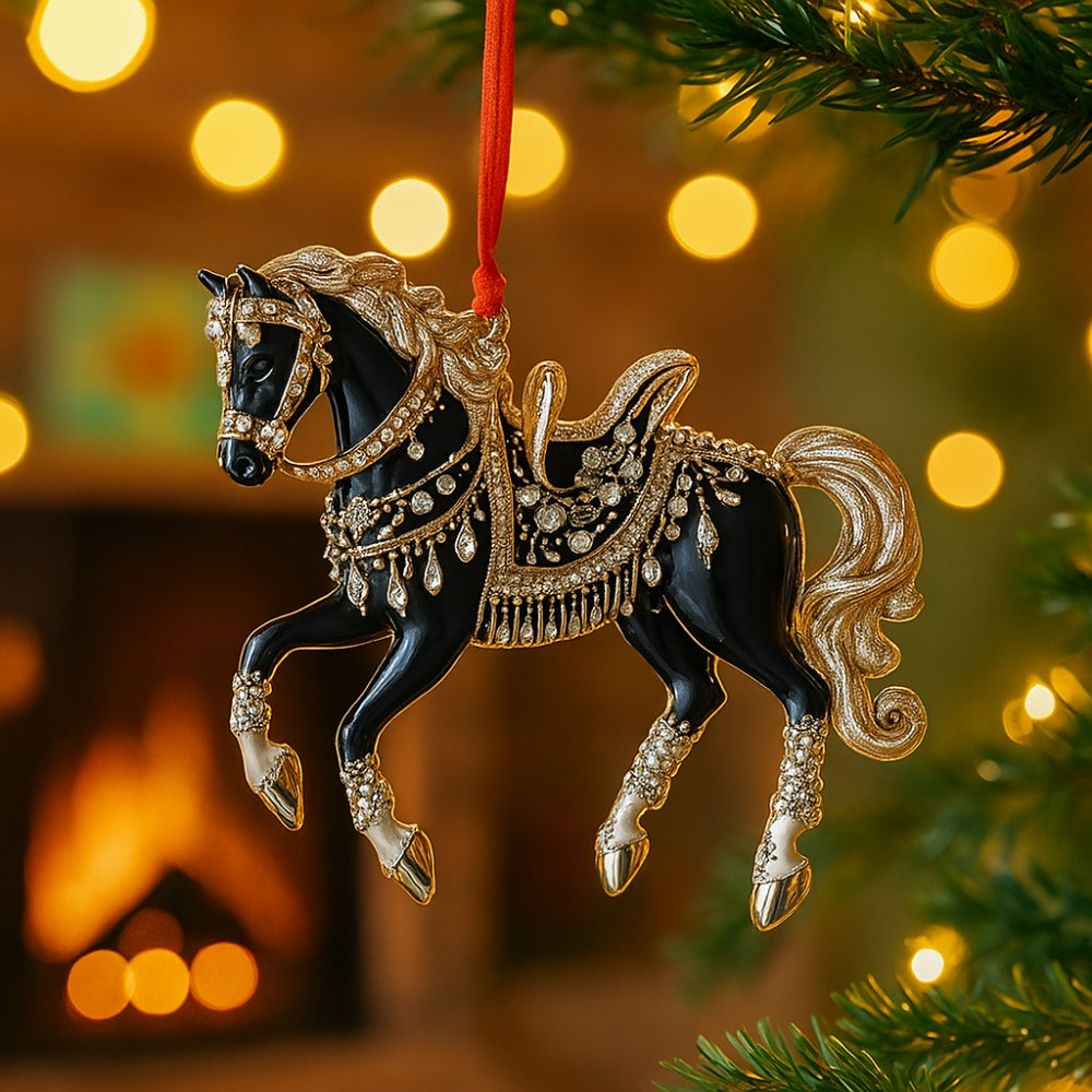 Weihnachtliches Pferdeornament aus Acryl, handgefertigte Baumdekoration