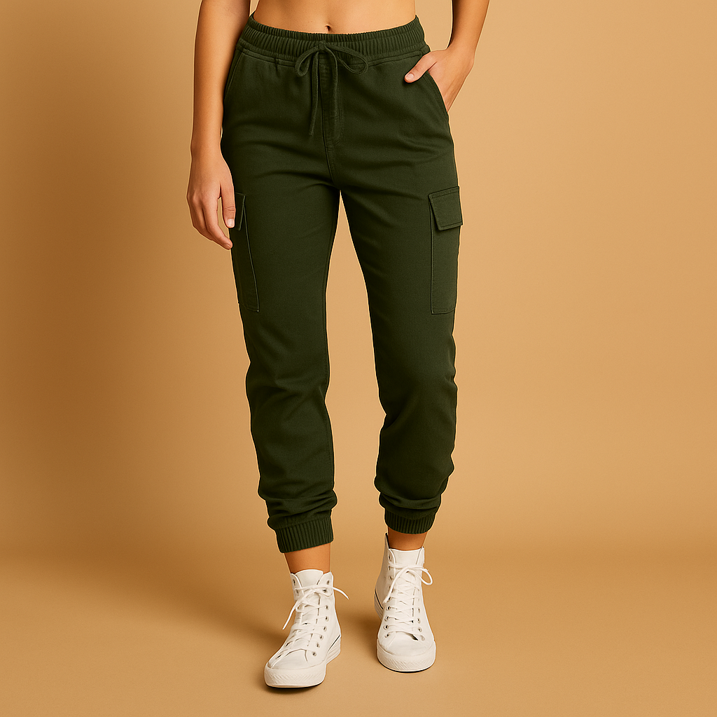 Damen Hochgeschnittene Slim Cargo-Hosen