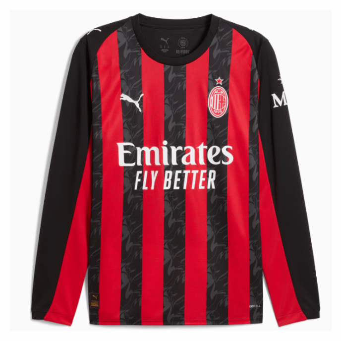 AC Milan Home Shirt Men's Long Sleeve 25 / 26