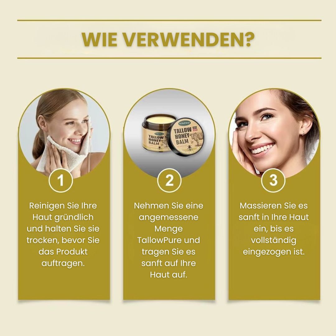 Rindertalg-Creme | Creme für natürliche Hautpflege | Feuchtigkeitscreme für Gesicht und Körper | TallowPure