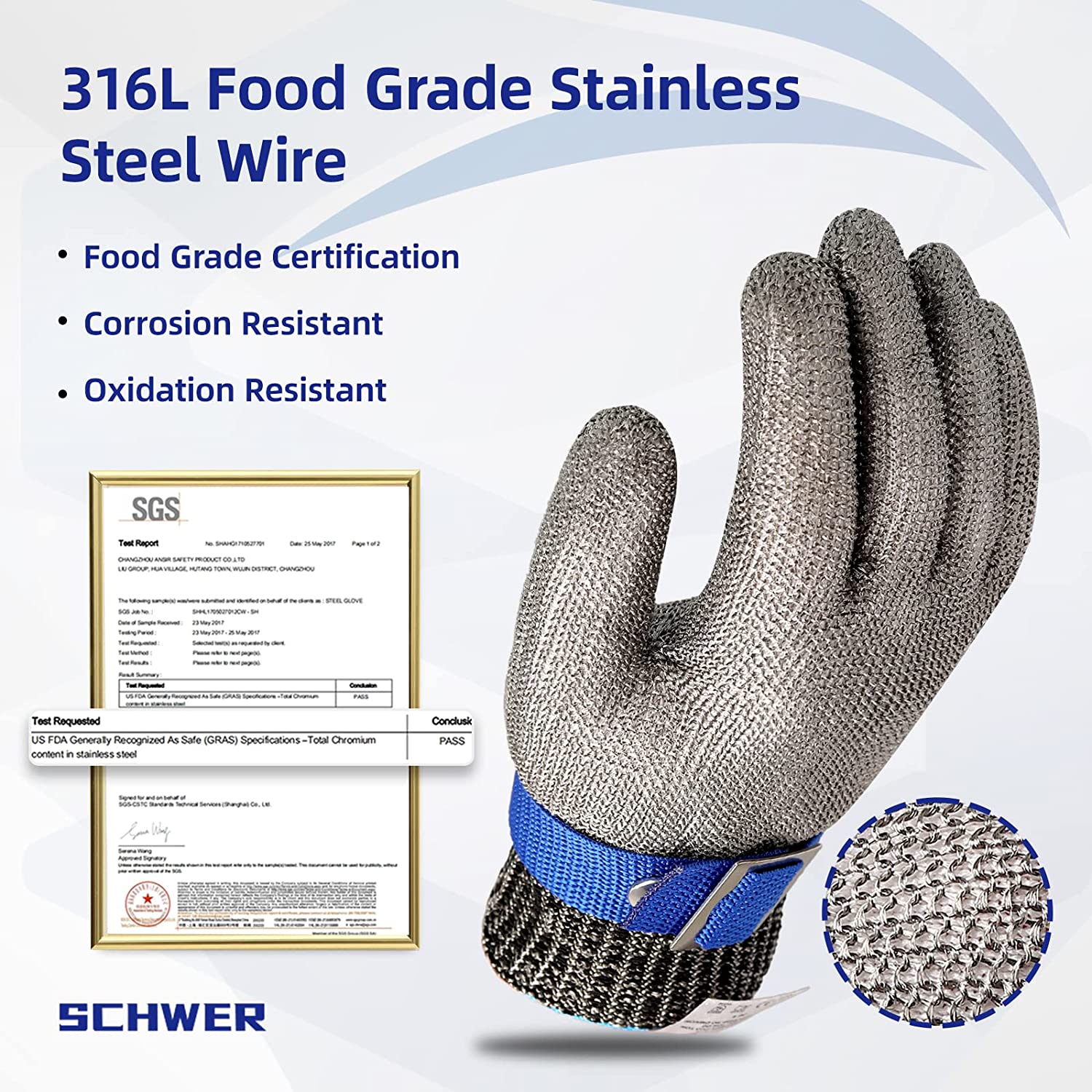 Ripob | Lebensmittelgeeignetes Edelstahl-Maschenmetallhandschuh