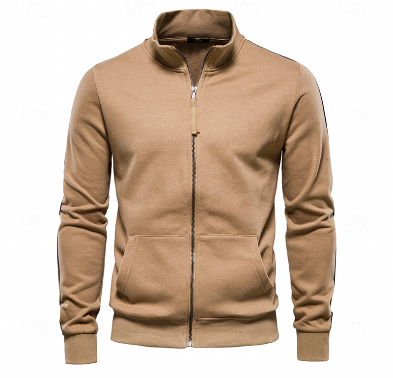 Herren Zip-Up Cardigan mit hohem Kragen – Leicht und Lässig