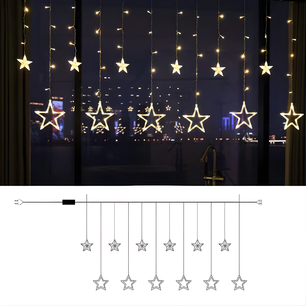 LED Sternvorhang Licht Warmweiß Innen Außen