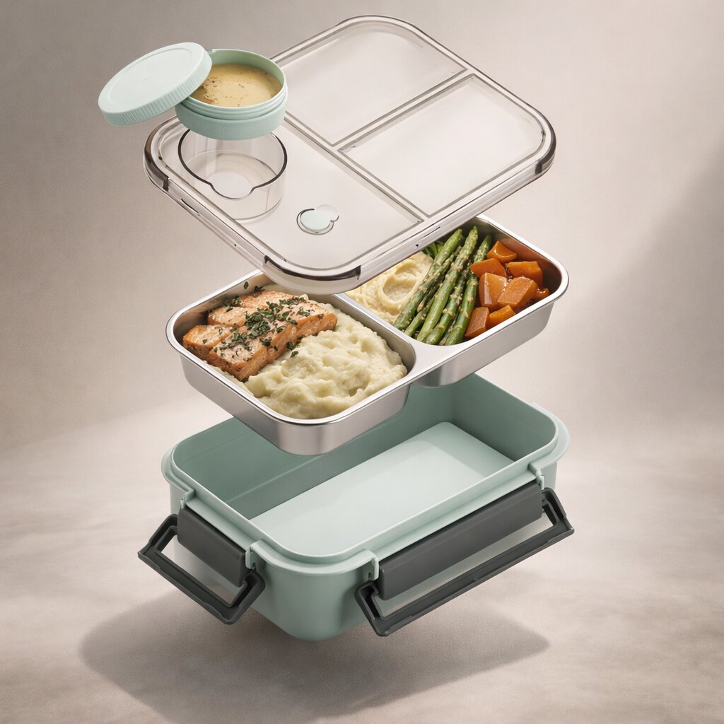 Mittagessen Box | Thermosbehälter für Essen | Lunch Box mit Fächern aus Edelstahl | Wärmebehälter | Esskraft