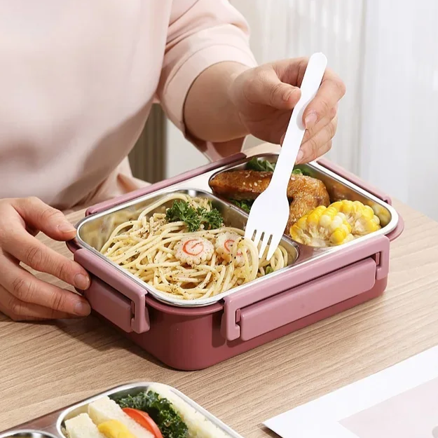 Mittagessen Box | Thermosbehälter für Essen | Lunch Box mit Fächern aus Edelstahl | Wärmebehälter | Esskraft