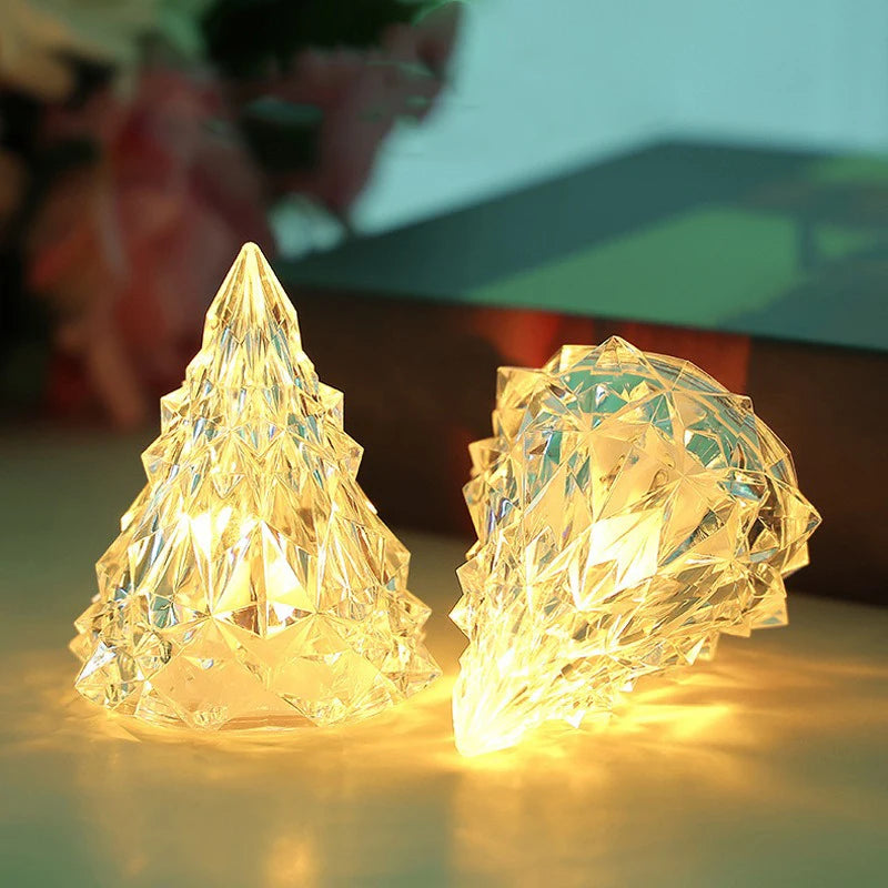 Mini-Weihnachtsbaum aus Kristall | Beleuchtete Weihnachtsdekoration | Kristallbaum (5 Stück)