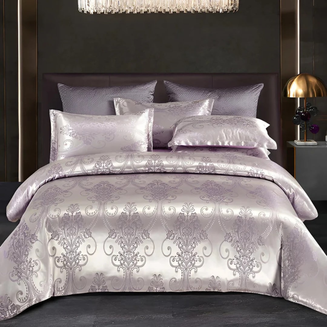 Satin-Bettlaken mit Kissenbezug | Luxuriöse Bettwäsche | Bettbezug | Satinora