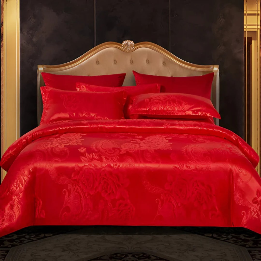 Satin-Bettlaken mit Kissenbezug | Luxuriöse Bettwäsche | Bettbezug | Satinora
