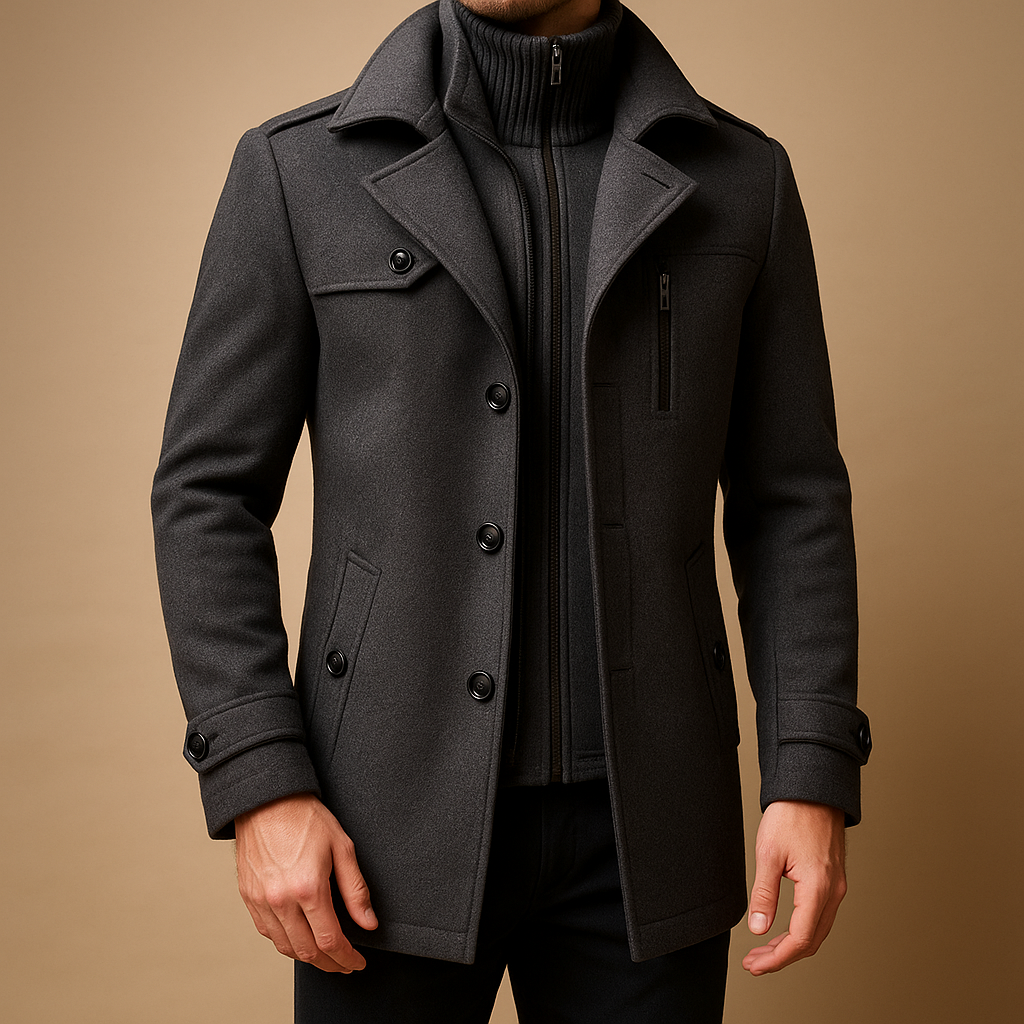 Herren Slim Fit Zweiteiliger Wintermantel