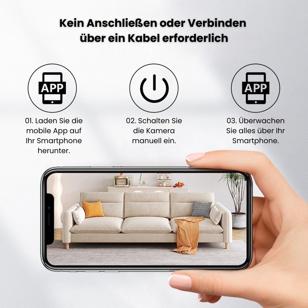 WLAN Überwachungskamera für den Außen- und Innenbereich | Kabellose Mini-Kamera mit Live-Streaming auf Mobilgeräten | SafeView