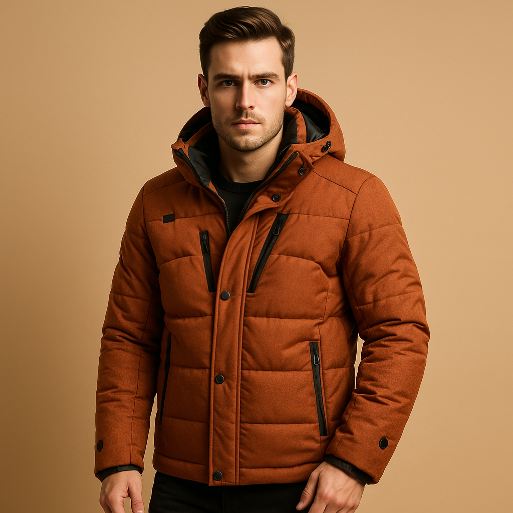 Herren Daunenparka mit Kapuze – Warm und Winddicht