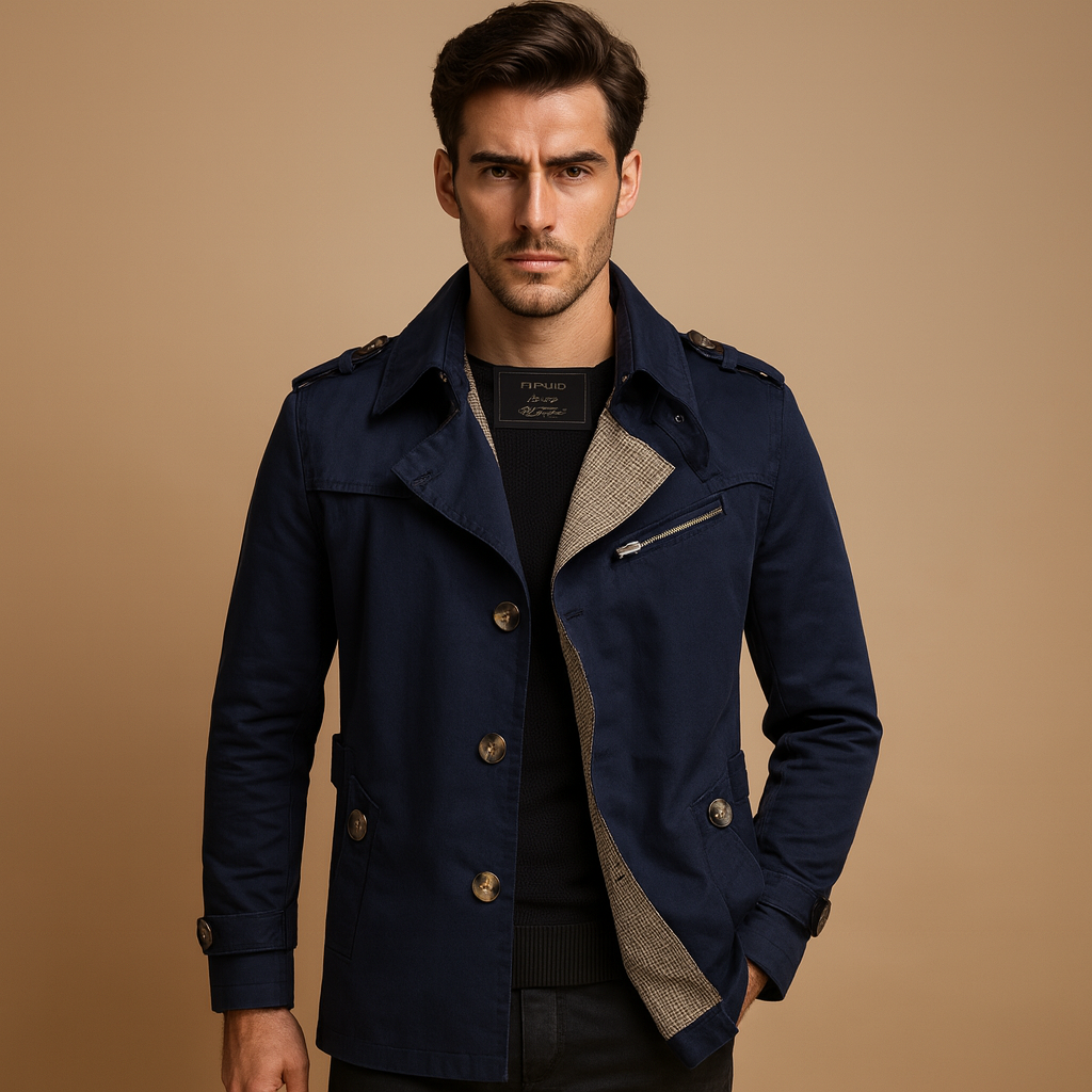 Herren wasserdichter Trenchcoat – Klassisches Doppelreiher-Design