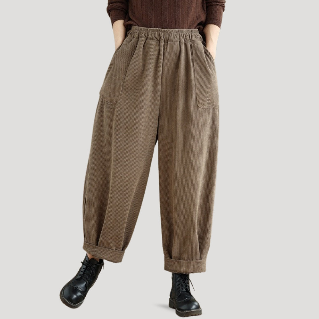 Damen Corduroy Weite Beinhosen | Hohe Taille und Lässiger Stil