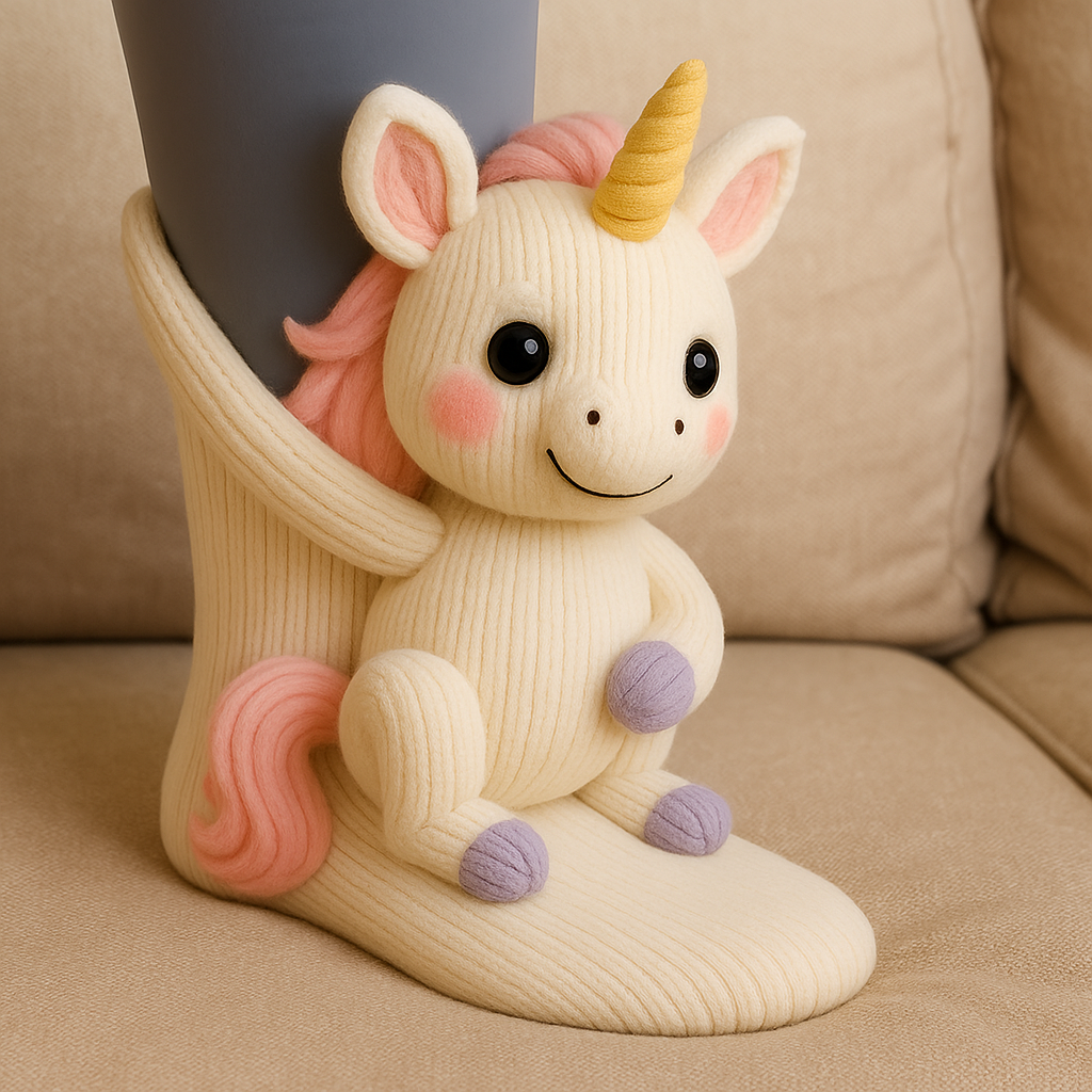 Rutschfeste warme Plüsch-Mikrofaser 3D Tierdesign Haussocken Unisex