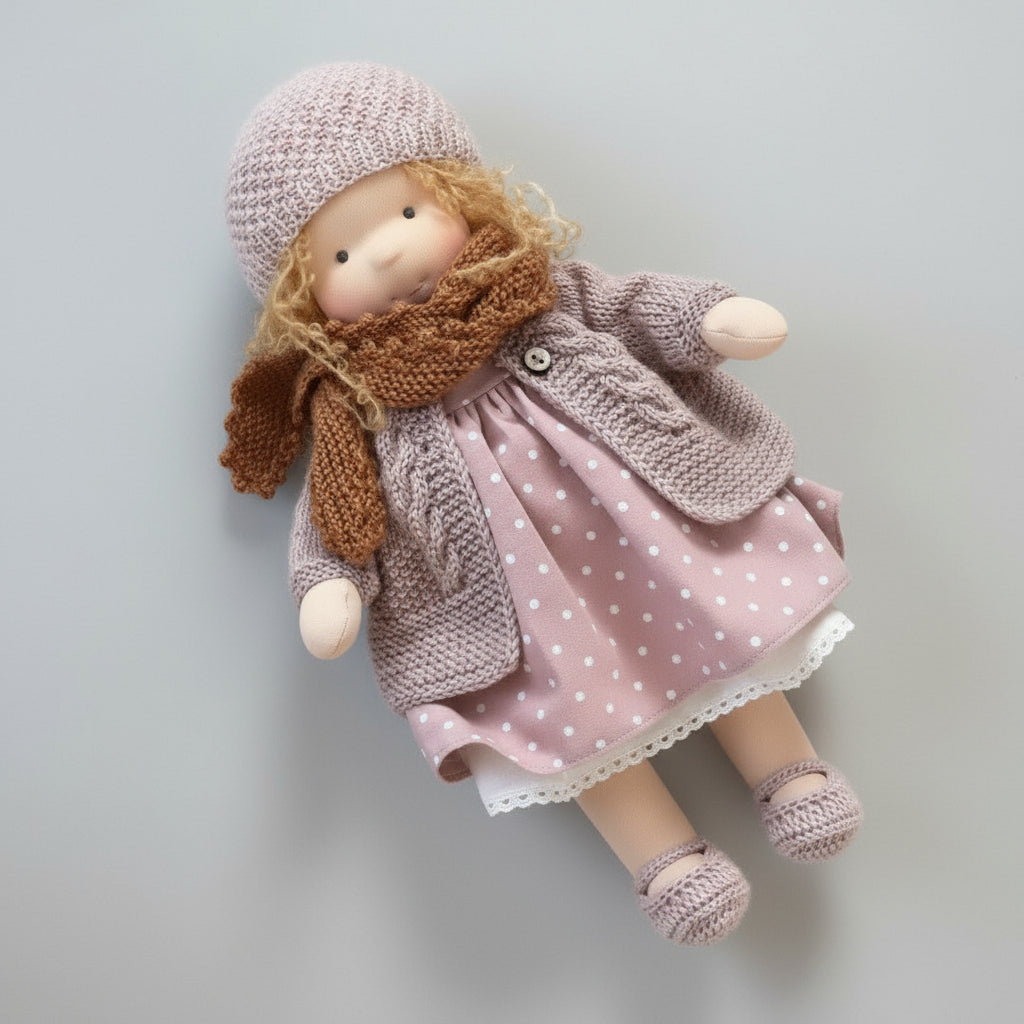 Elora Handgemachte Waldorfpuppe – Natur Baumwoll Kuschelpuppe für kreatives Spiel