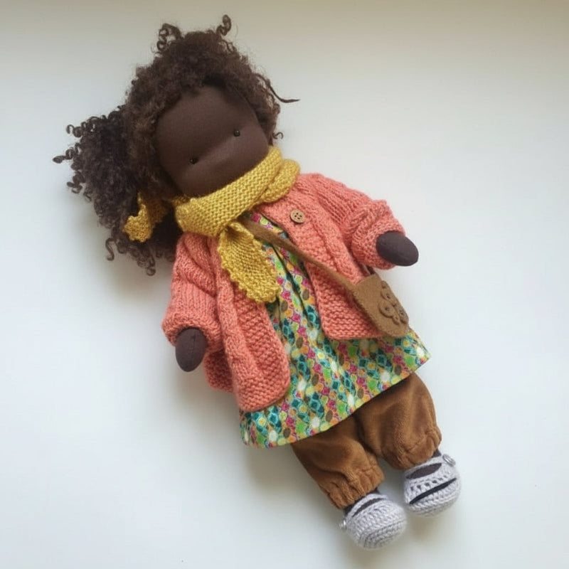 Elora Handgemachte Waldorfpuppe – Natur Baumwoll Kuschelpuppe für kreatives Spiel