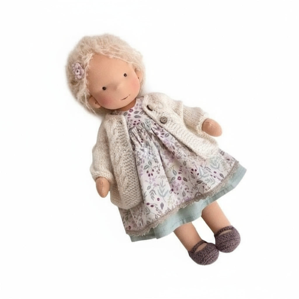 Elora Handgemachte Waldorfpuppe – Natur Baumwoll Kuschelpuppe für kreatives Spiel