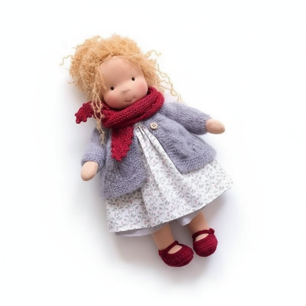 Elora Handgemachte Waldorfpuppe – Natur Baumwoll Kuschelpuppe für kreatives Spiel