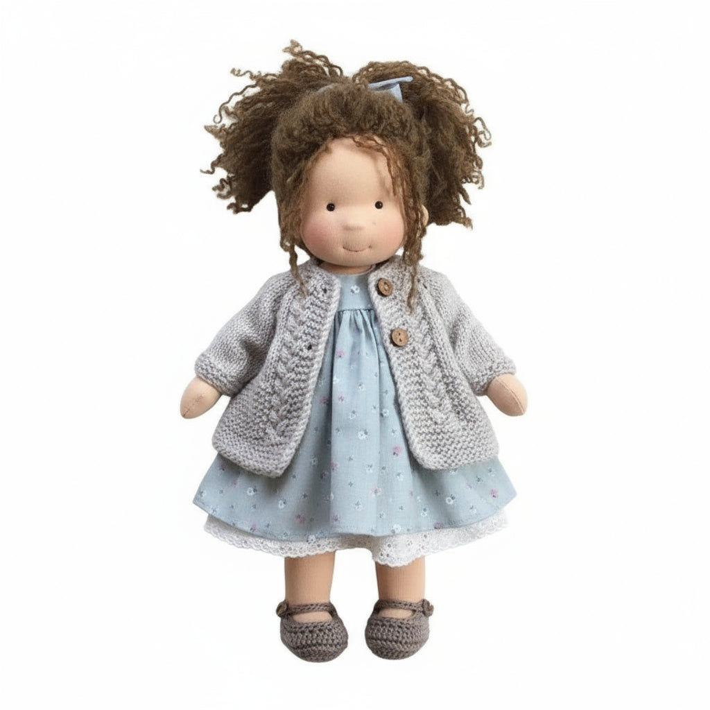 Elora Handgemachte Waldorfpuppe – Natur Baumwoll Kuschelpuppe für kreatives Spiel
