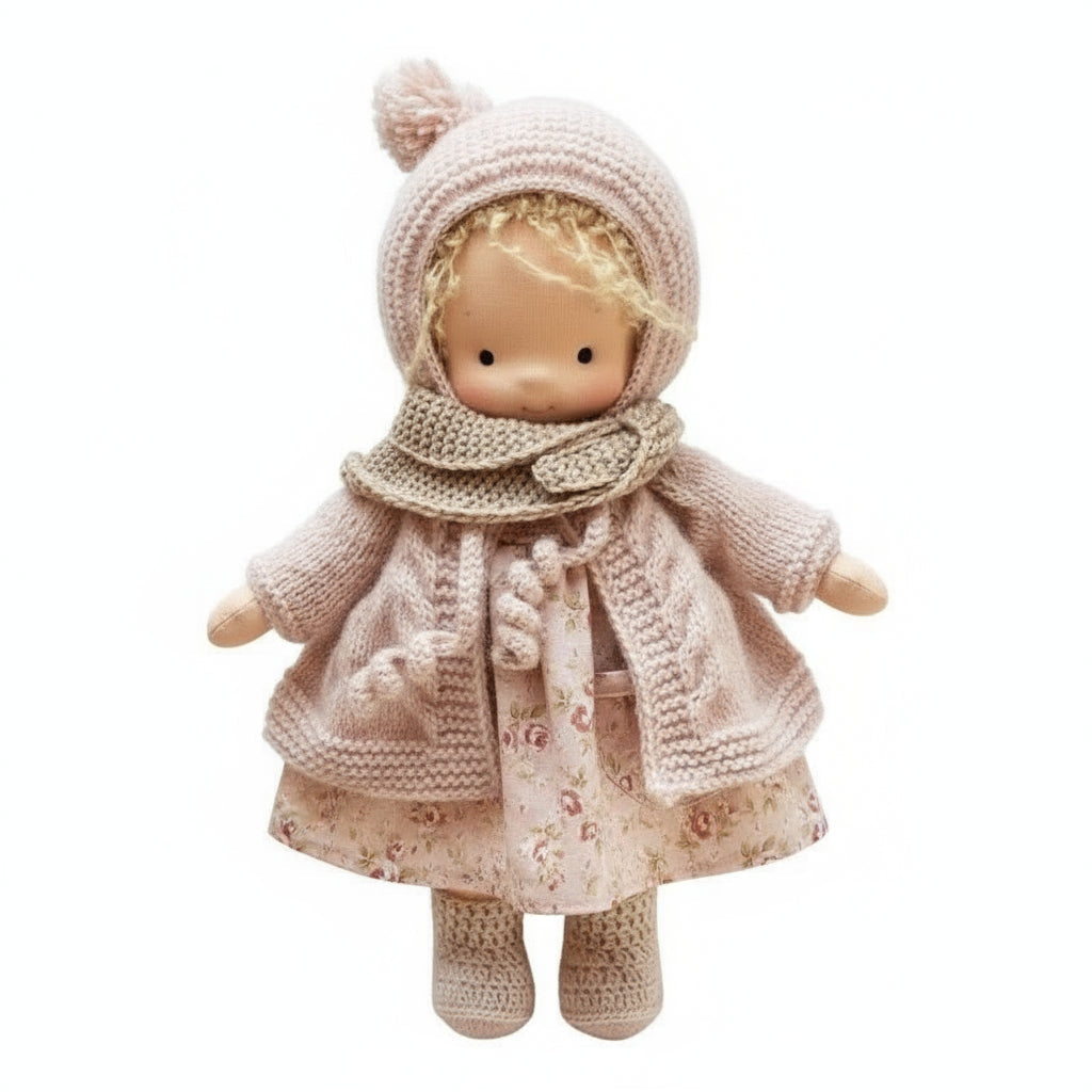 Elora Handgemachte Waldorfpuppe – Natur Baumwoll Kuschelpuppe für kreatives Spiel