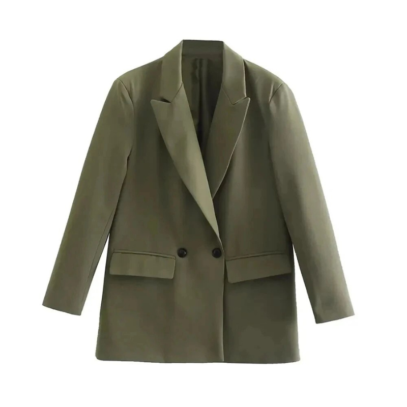 Damen Oversized Blazer Mantel | Longline Schnitt mit Doppelreiher-Design