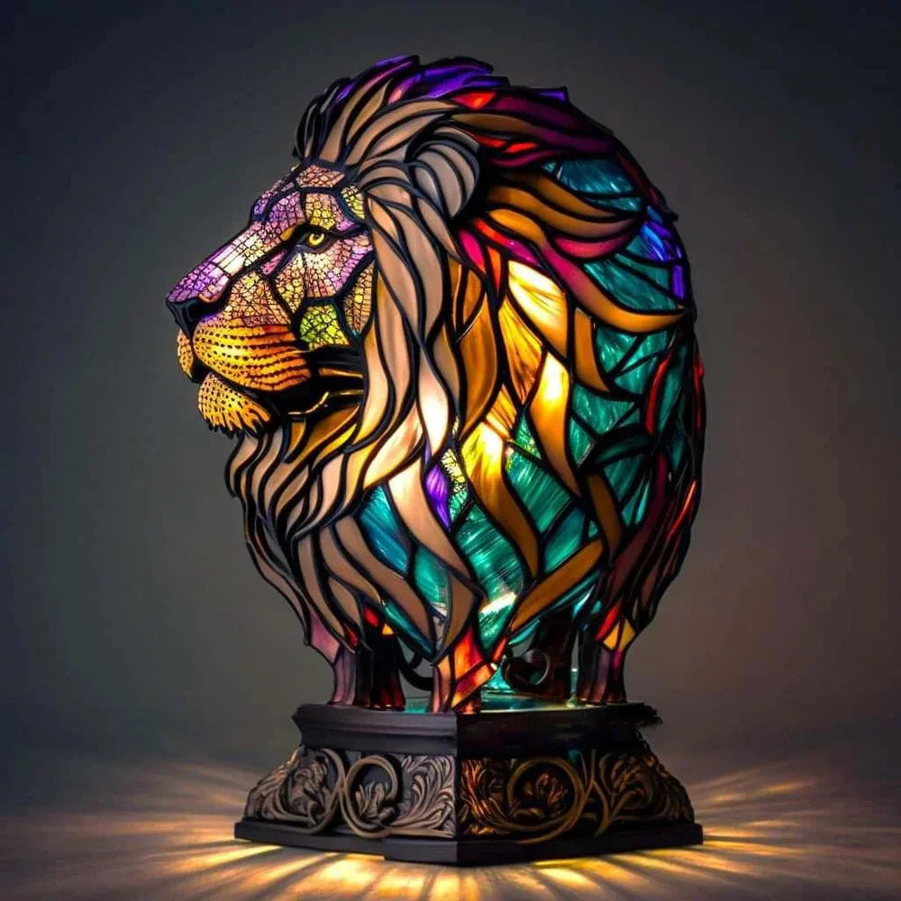 Tischlampe Buntglas Motivlampe Dekoratives Licht Kunst Tierdesign