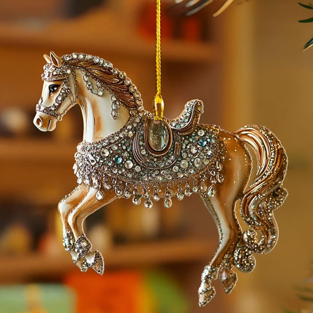Weihnachtliches Pferdeornament aus Acryl, handgefertigte Baumdekoration
