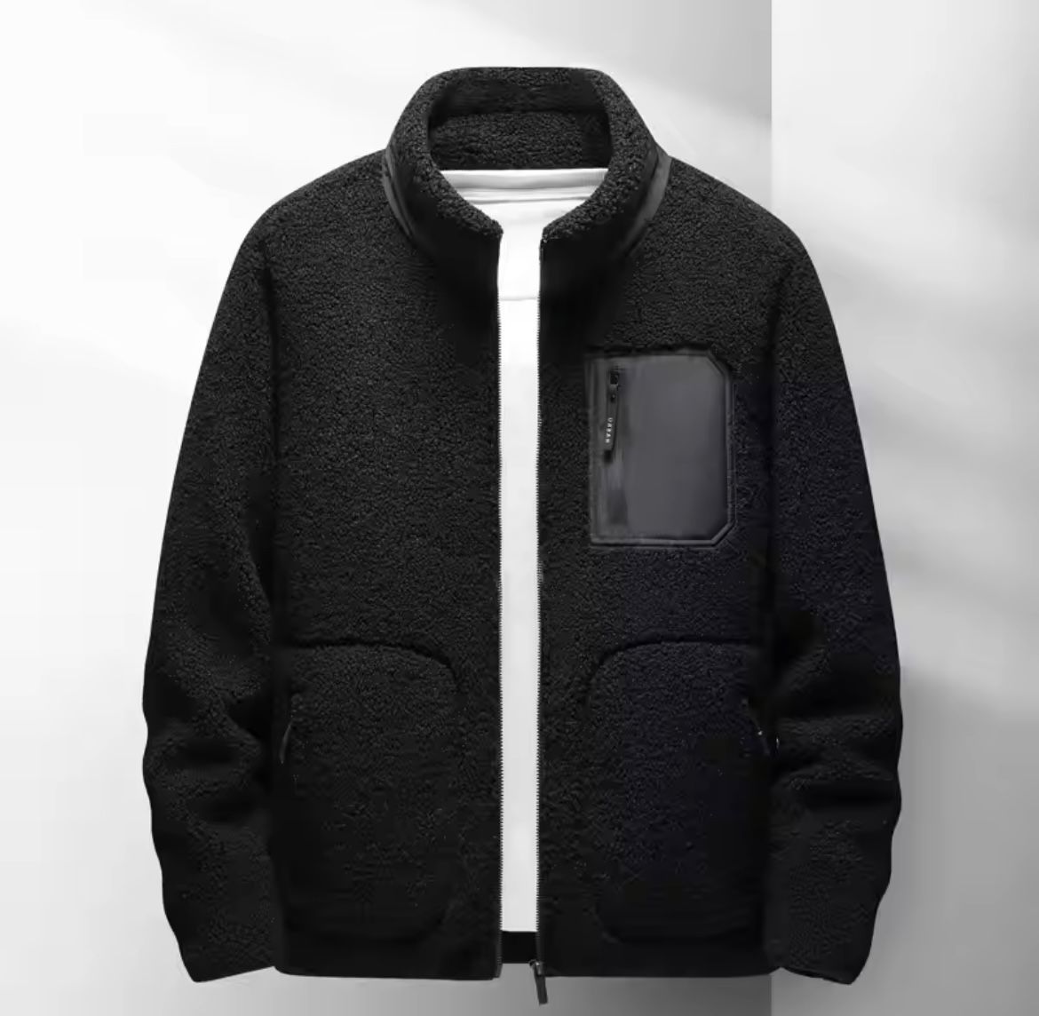 Herren Zip-Jacke mit hohem Kragen und mehreren Taschen