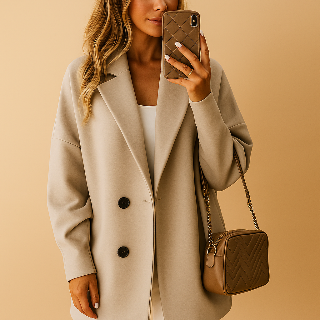 Damen Langer Wintermantel | Elegante Passform mit Knopfverschluss