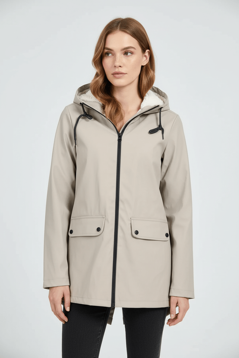 Damen Kapuzen-Trenchcoat | Wasserabweisender, mittellanger Mantel mit taillierter Passform
