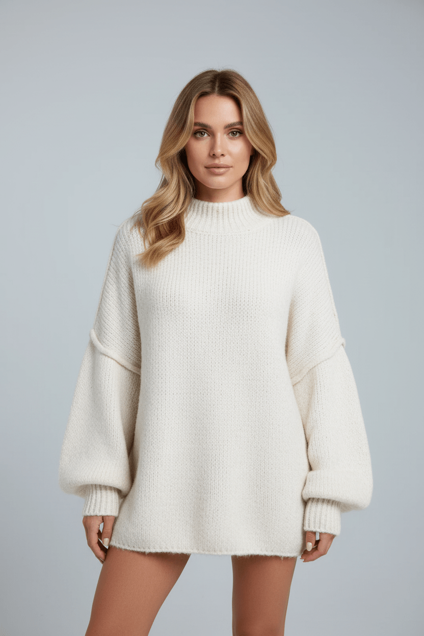 Oversized Strickpullover für Damen mit Ballonärmeln