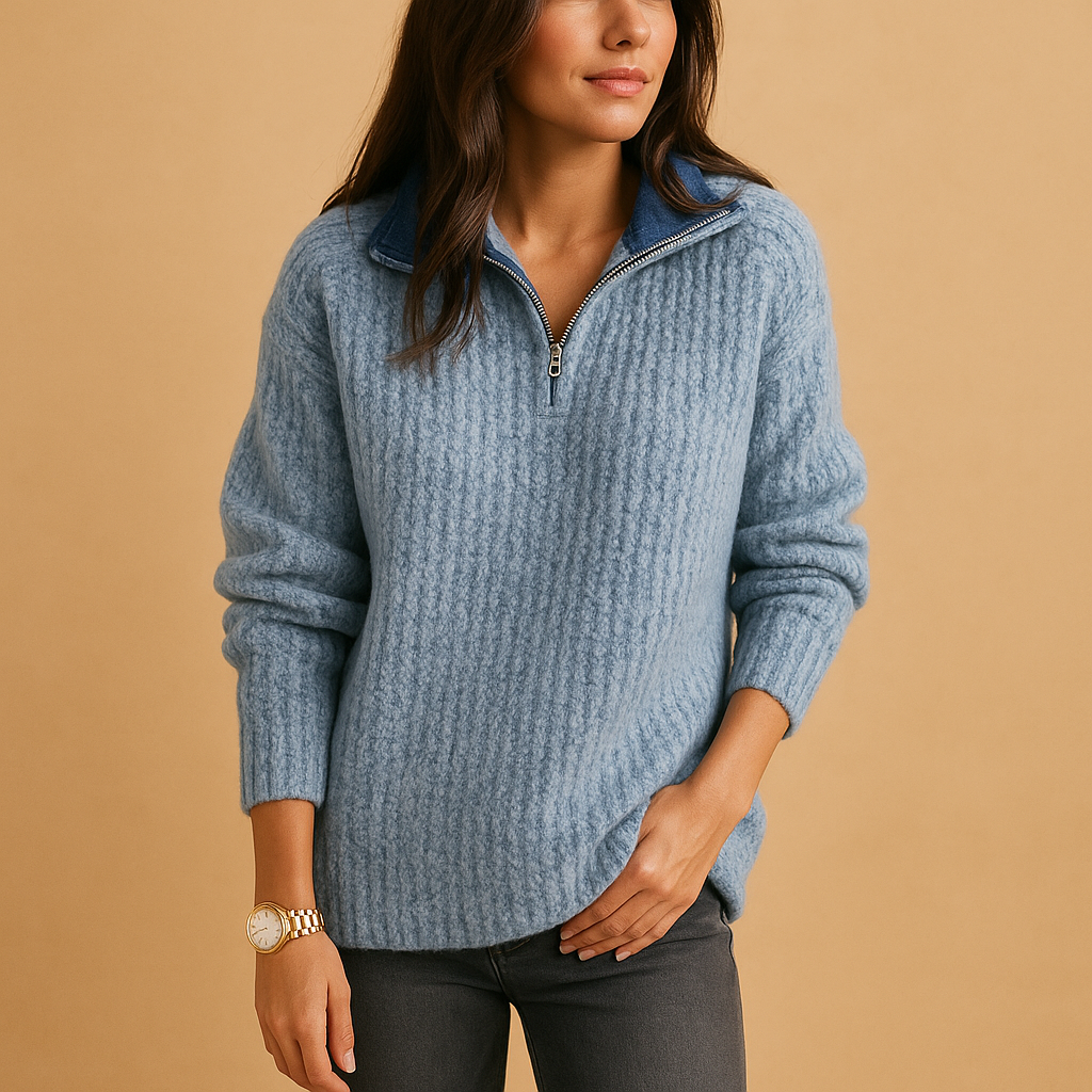 Damen-Half-Zip-Pullover mit tailliertem Schnitt