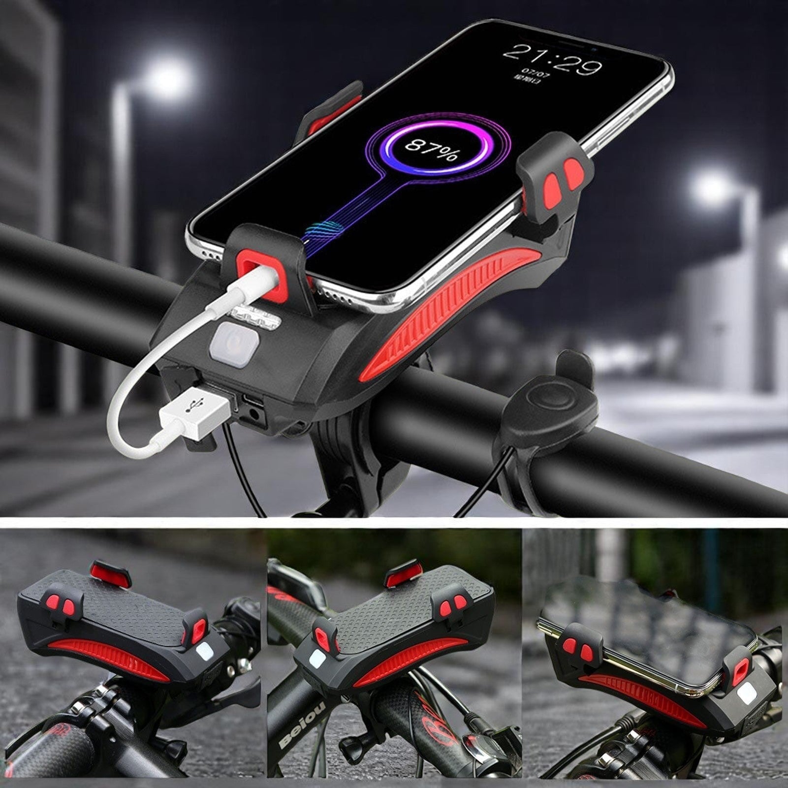 Fahrradlicht mit Handyhalter & Powerbank | Vorderes Fahrradlicht | PowerRide