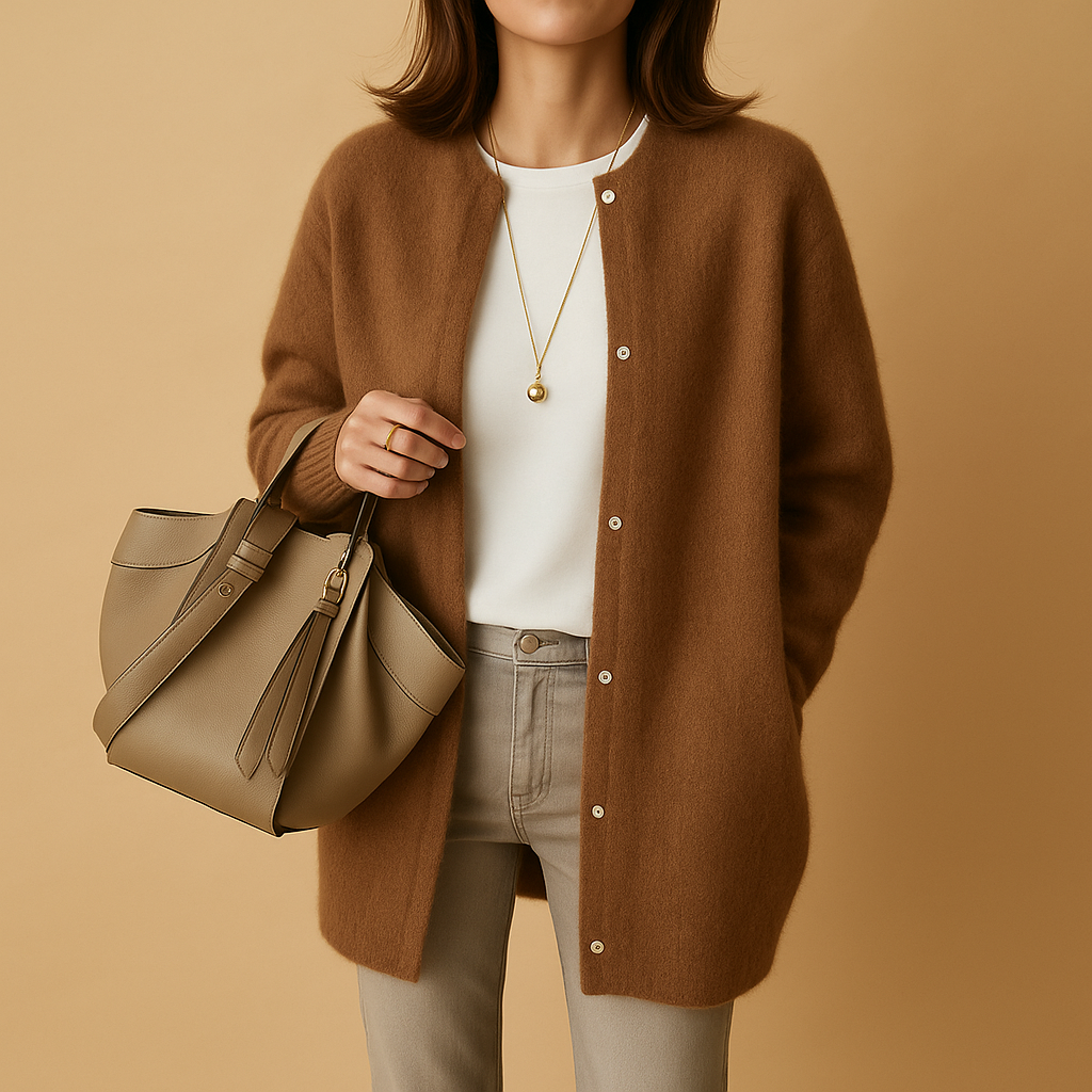 Damen Strickjacke mit Frontknöpfen und langen Ärmeln