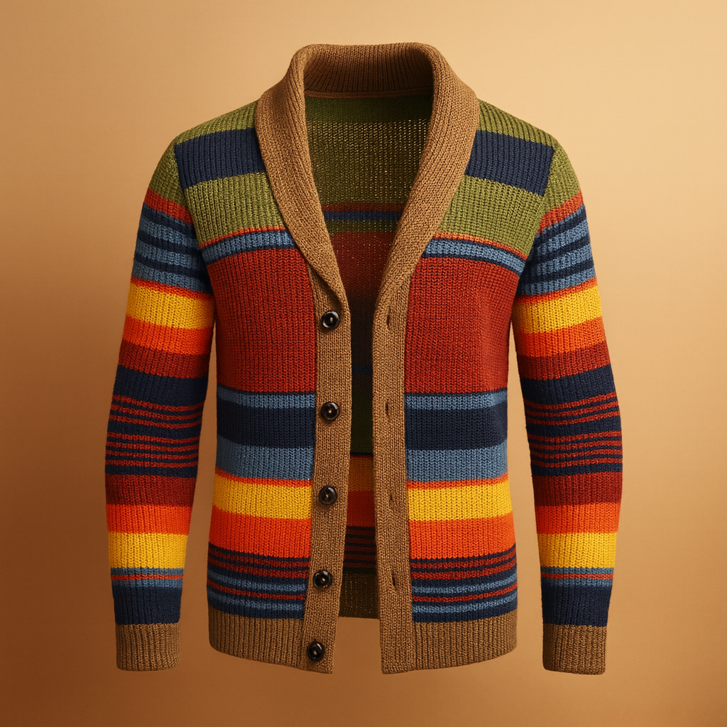 Herren Chunky Strickcardigan mit Knöpfen – Vintage-Stil