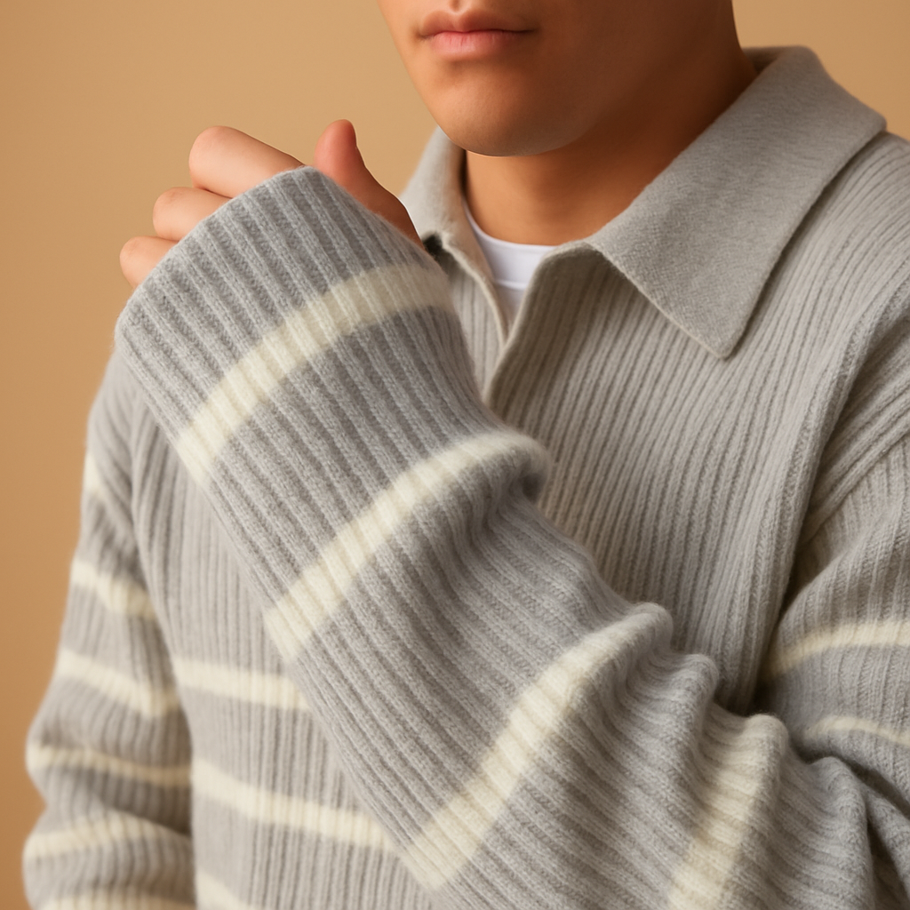 Herren Halb-Zip Gestreifter Pullover – Lässiger & Moderner Schnitt