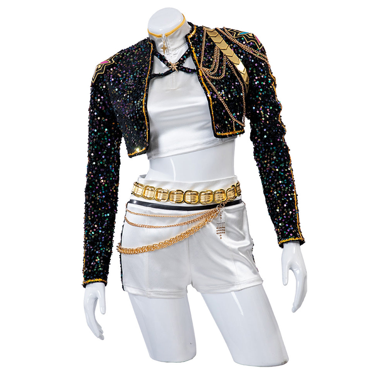 Glitzerkostüm Damen Schwarz Gold