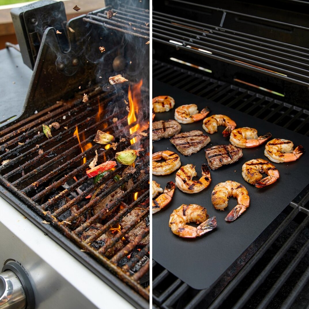 Grillmatte für Grill | Wiederverwendbare Antihaft-BBQ-Grillmatten (Set von 5) | Grillara