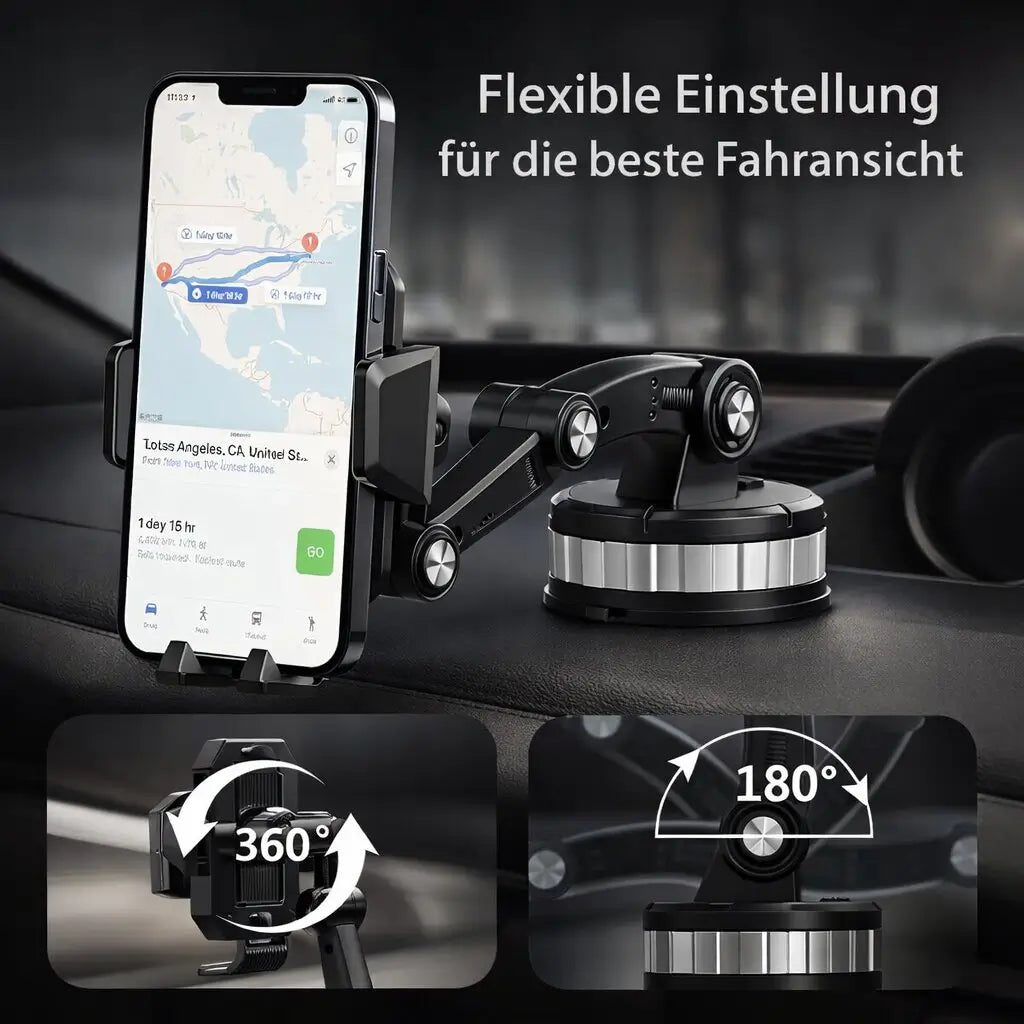 Auto-Handyhalter | Handyhalter mit Saugnapf & 360°-Drehung | LuxGrip