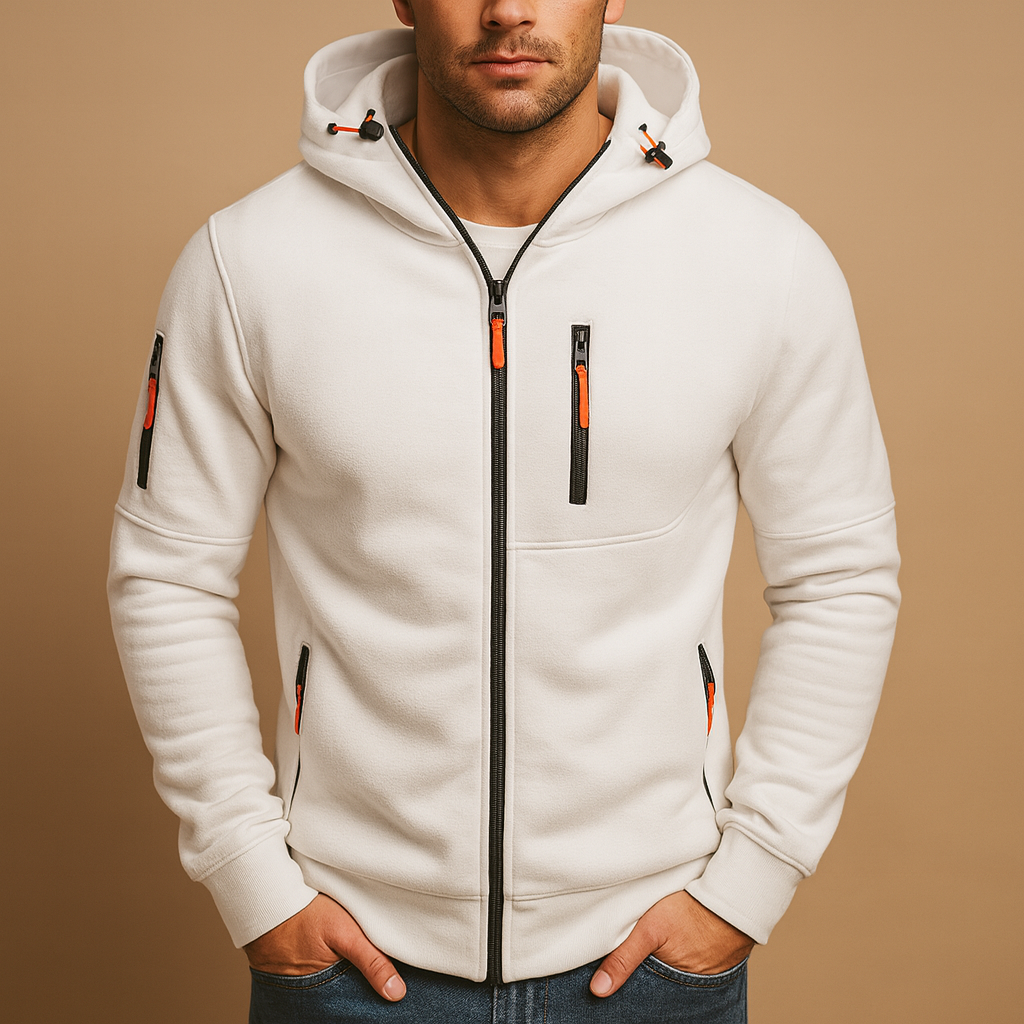 Herren Zip Hoodie mit verstellbarer Kapuze
