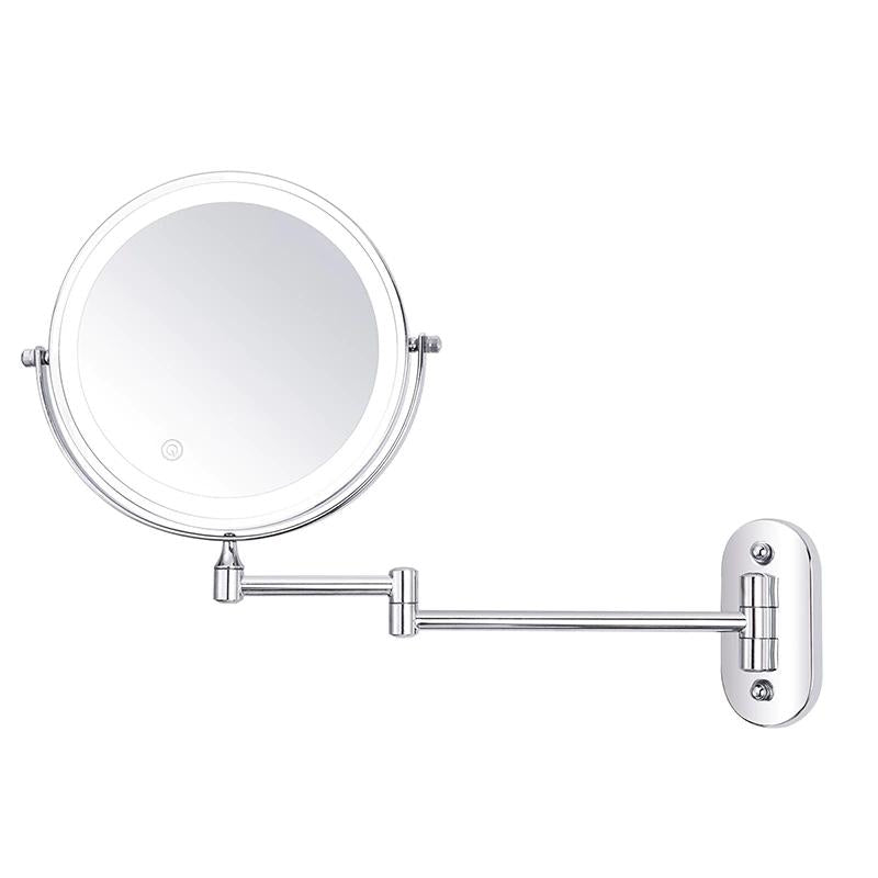 LED Wandspiegel Chrom mit Vergrößerung & Licht