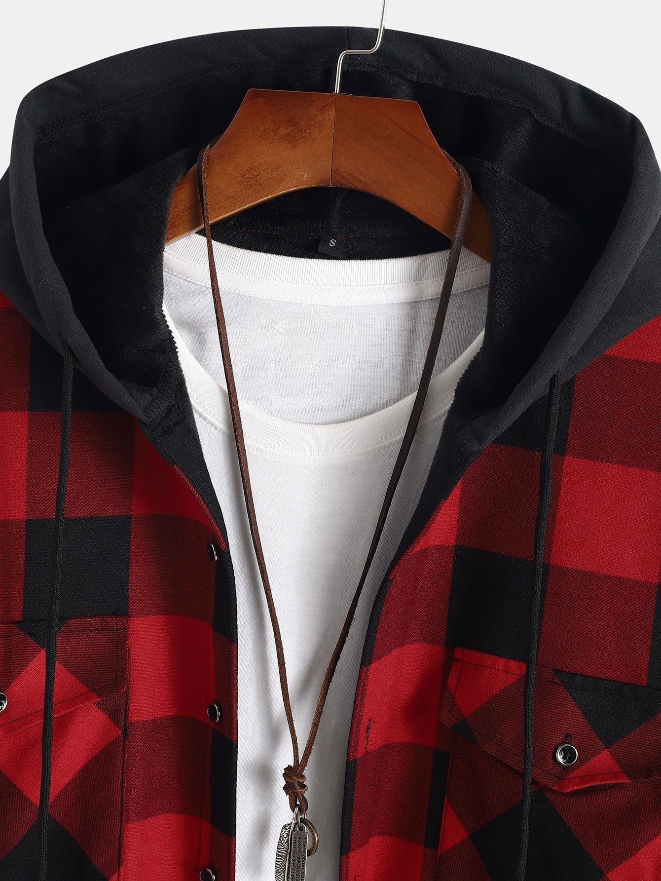 Herren Flanellhemd mit Kapuze – Fleece-Futter Karoshemd